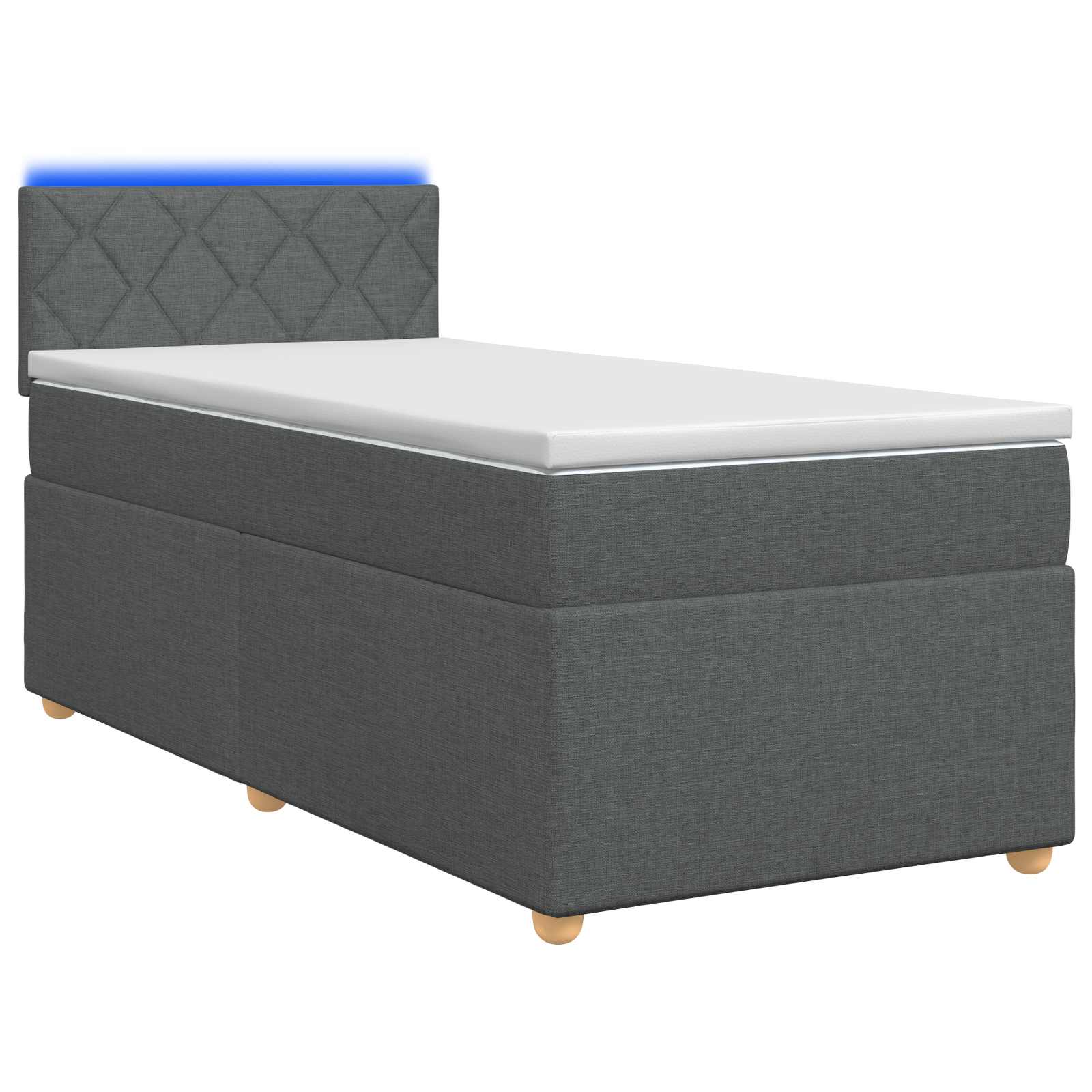 Κρεβάτι Box Spring με Στρώμα και LED Σκούρο Γκρι 90 x 190 cm - Pakobazaar