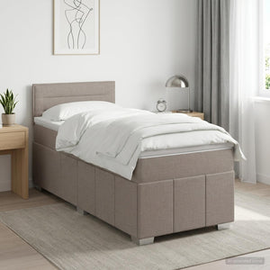 Κρεβάτι box spring με στρώμα Taupe 100 x 200 cm Ύφασμα