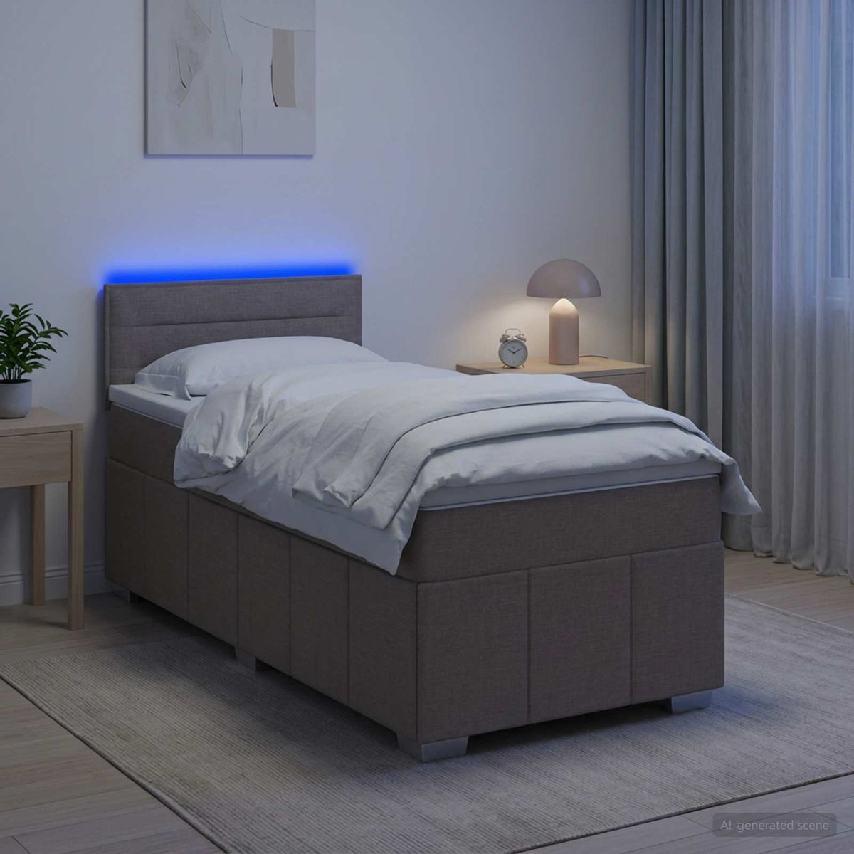 Κρεβάτι box spring με στρώμα Taupe 100 x 200 cm Ύφασμα
