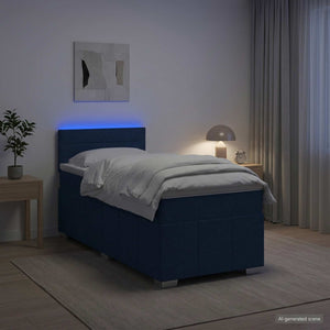 Κρεβάτι box spring με στρώμα Μπλε 90 x 200 cm Ύφασμα - Pakobazaar