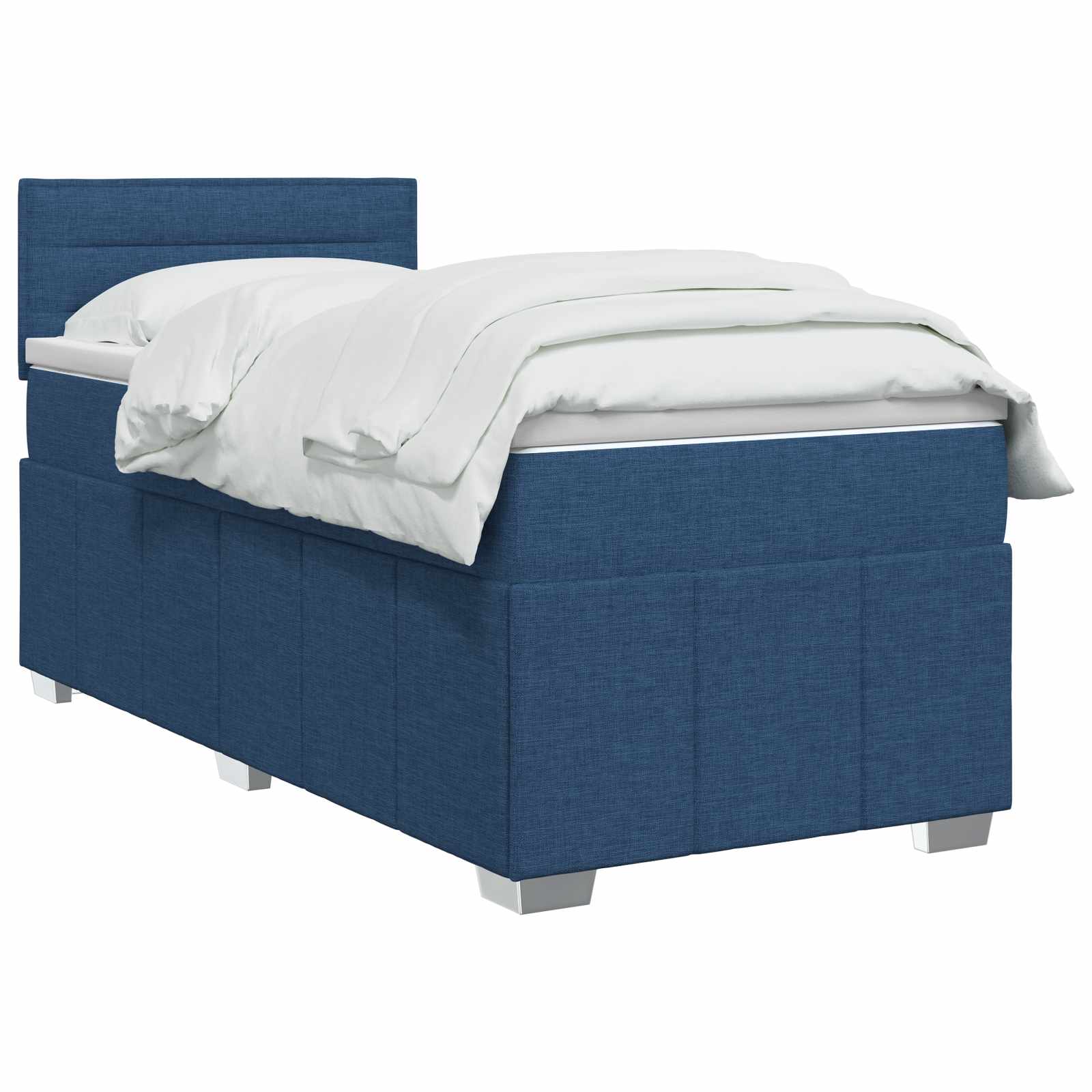 Κρεβάτι box spring με στρώμα Μπλε 80 x 200 cm Ύφασμα - Pakobazaar