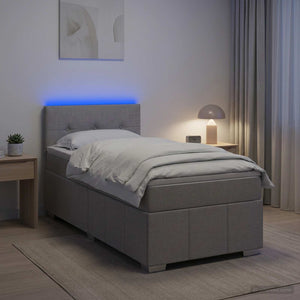 Κρεβάτι box spring με στρώμα Ανοιχτό γκρι 100 x 200 cm Ύφασμα