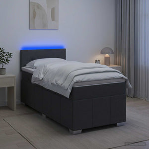 Κρεβάτι box spring με στρώμα Σκούρο Γκρι 90 x 190 cm Ύφασμα - Pakobazaar