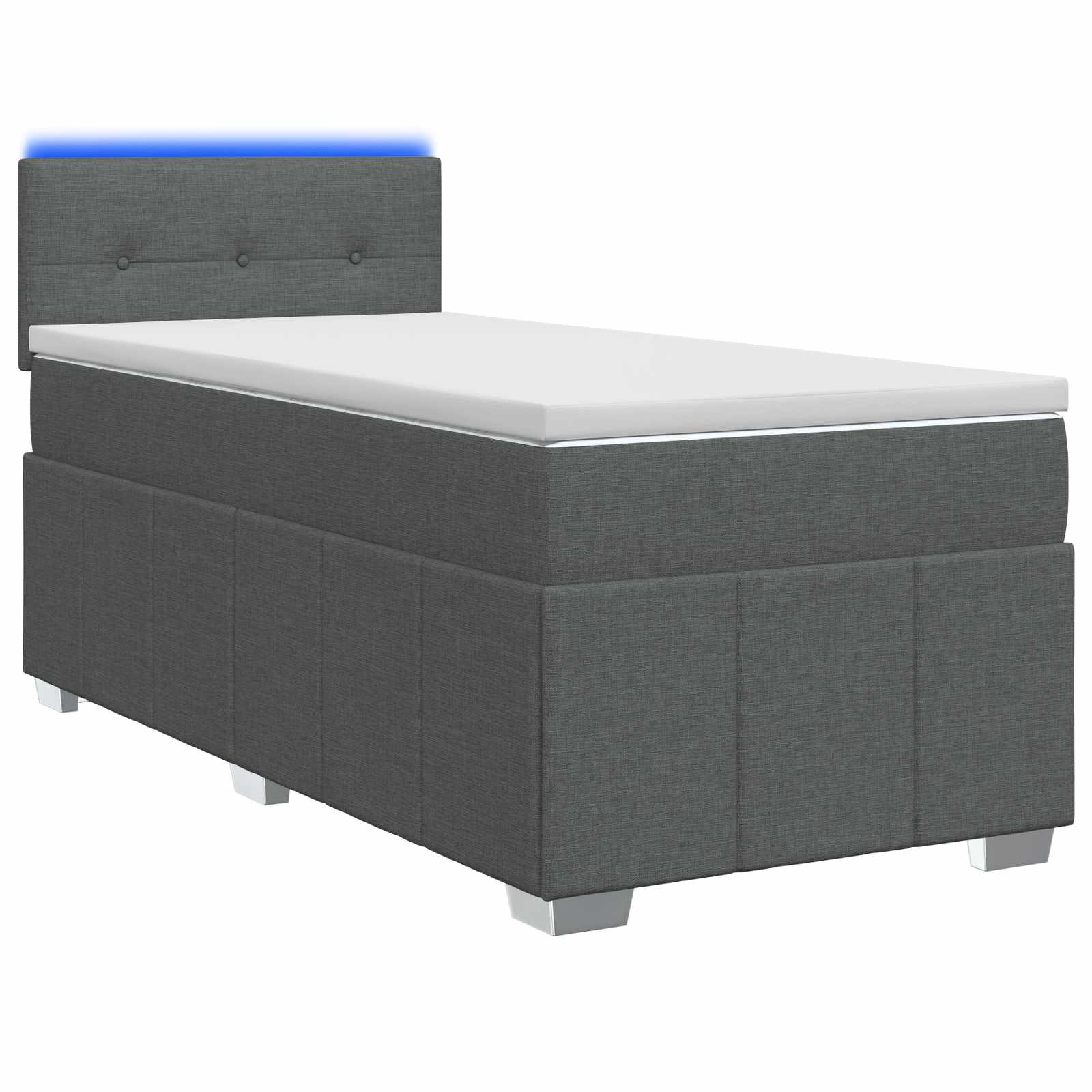 Κρεβάτι box spring με στρώμα Σκούρο Γκρι 80 x 200 cm Ύφασμα - Pakobazaar