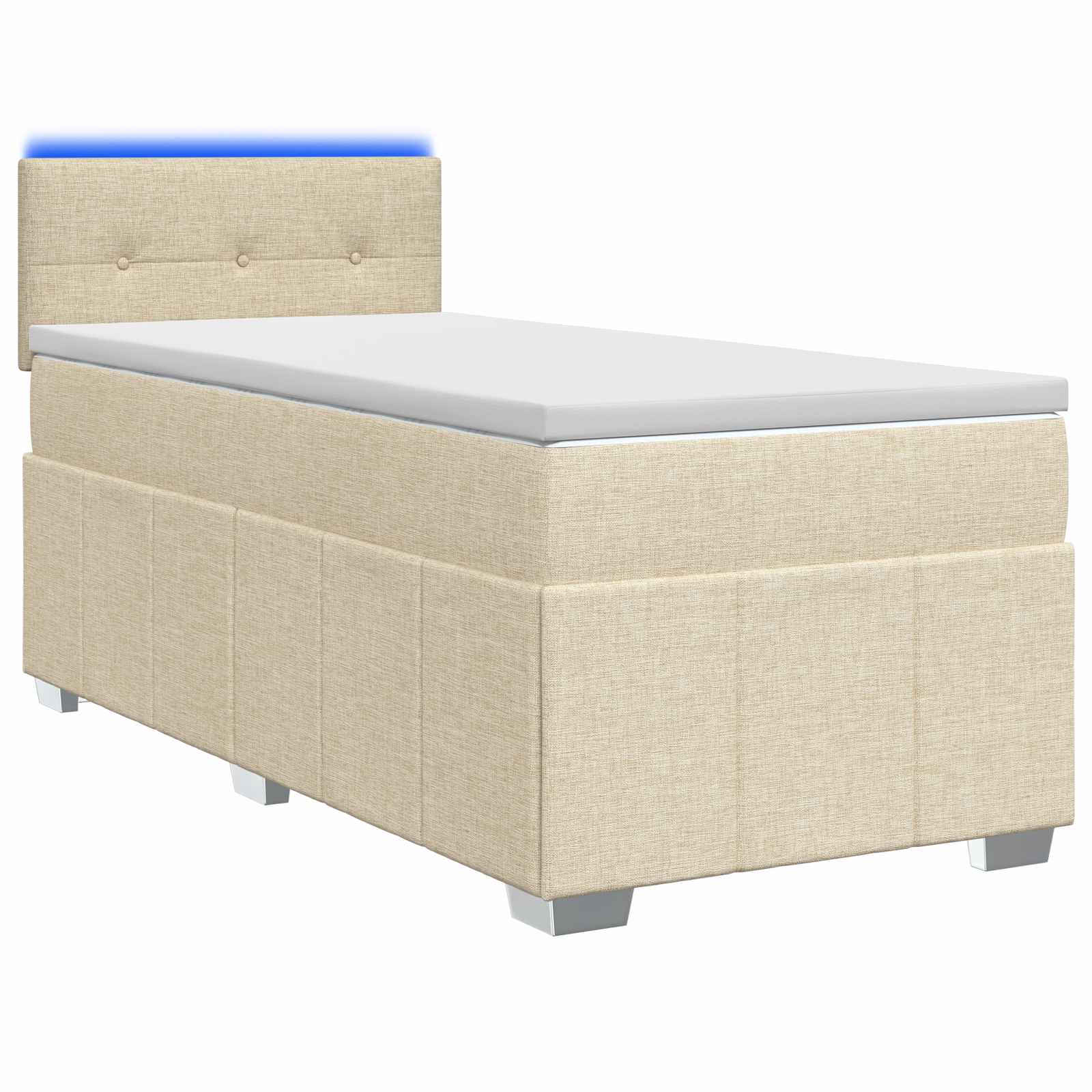 Κρεβάτι box spring με στρώμα Κρεμ 80 x 200 cm Ύφασμα - Pakobazaar