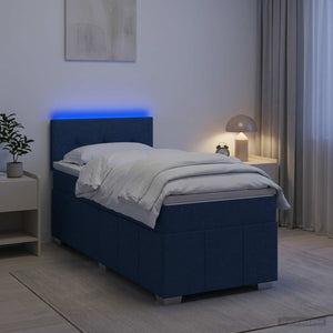 Κρεβάτι box spring με στρώμα Μπλε 100 x 200 cm Ύφασμα