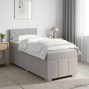 Κρεβάτι box spring με στρώμα Ανοιχτό γκρι 100 x 200 cm Ύφασμα