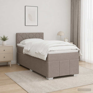 Κρεβάτι box spring με στρώμα Taupe 90 x 200 cm Ύφασμα - Pakobazaar