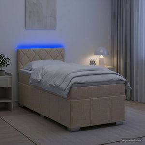 Κρεβάτι box spring με στρώμα Κρεμ 100 x 200 cm Ύφασμα