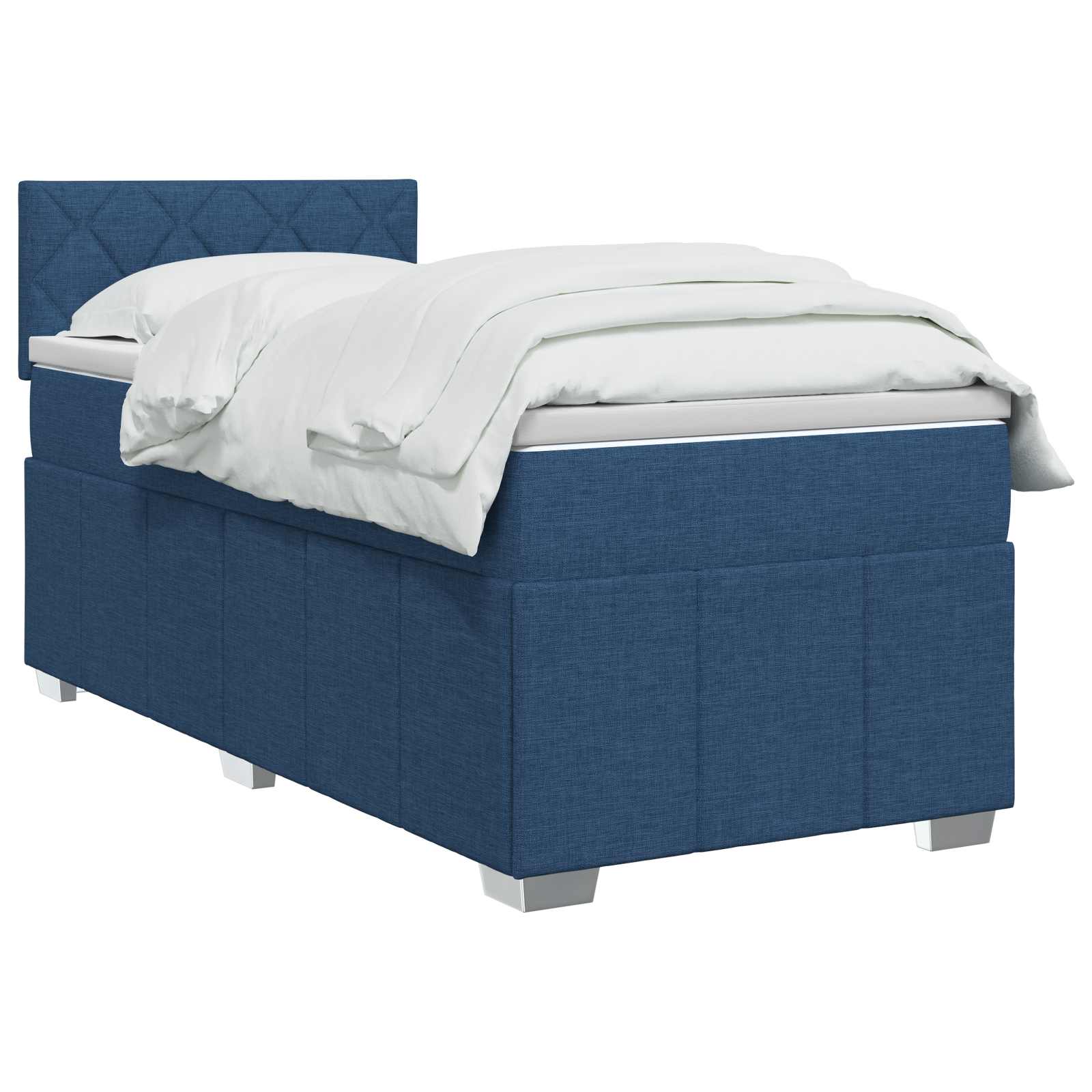 Κρεβάτι box spring με στρώμα Μπλε 80 x 200 cm Ύφασμα - Pakobazaar