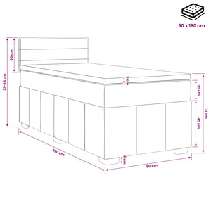 Κρεβάτι box spring με στρώμα Μαύρο 90 x 190 cm Ύφασμα - Pakobazaar