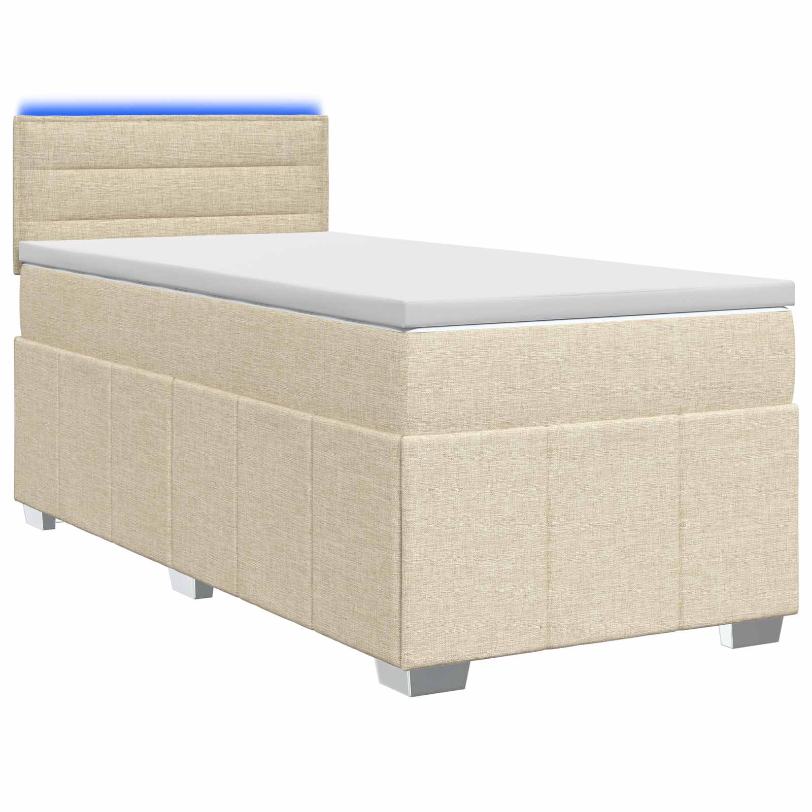 Κρεβάτι box spring με στρώμα Κρεμ 90 x 190 cm Ύφασμα - Pakobazaar