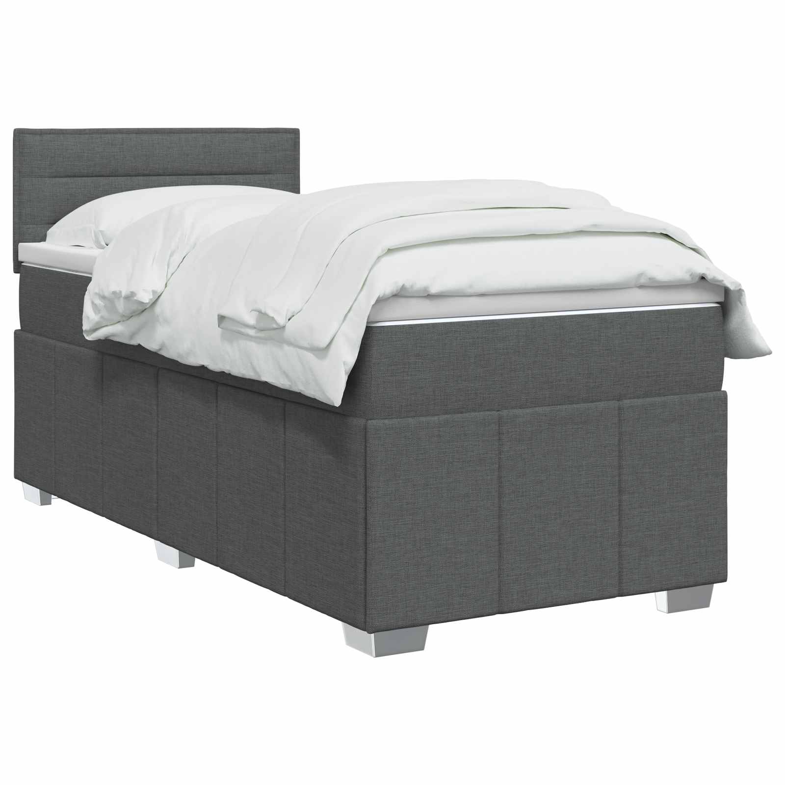 Κρεβάτι box spring με στρώμα Σκούρο Γκρι 90 x 200 cm Ύφασμα - Pakobazaar