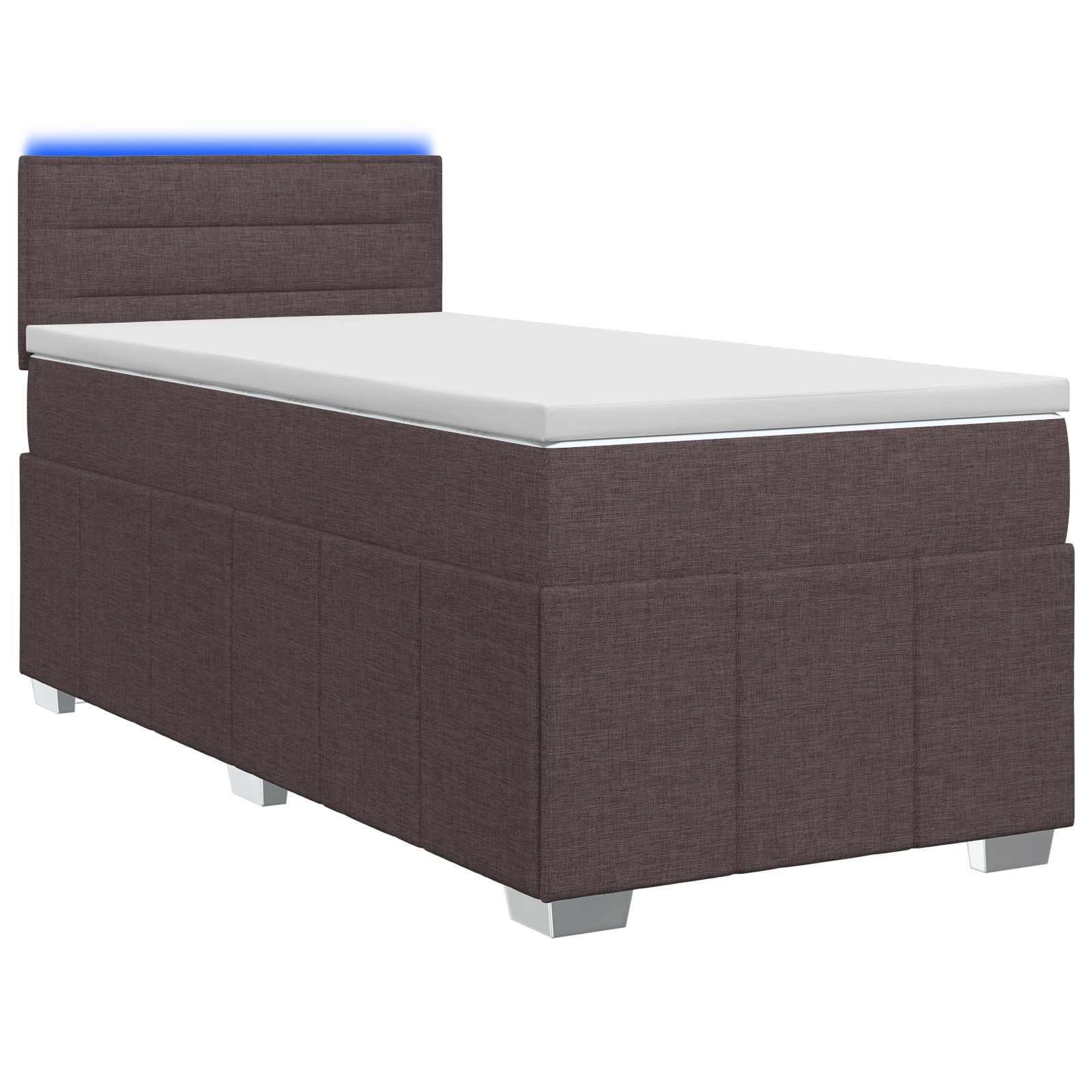 Κρεβάτι box spring με στρώμα Σκούρο Καφέ 90 x 200 cm Ύφασμα - Pakobazaar
