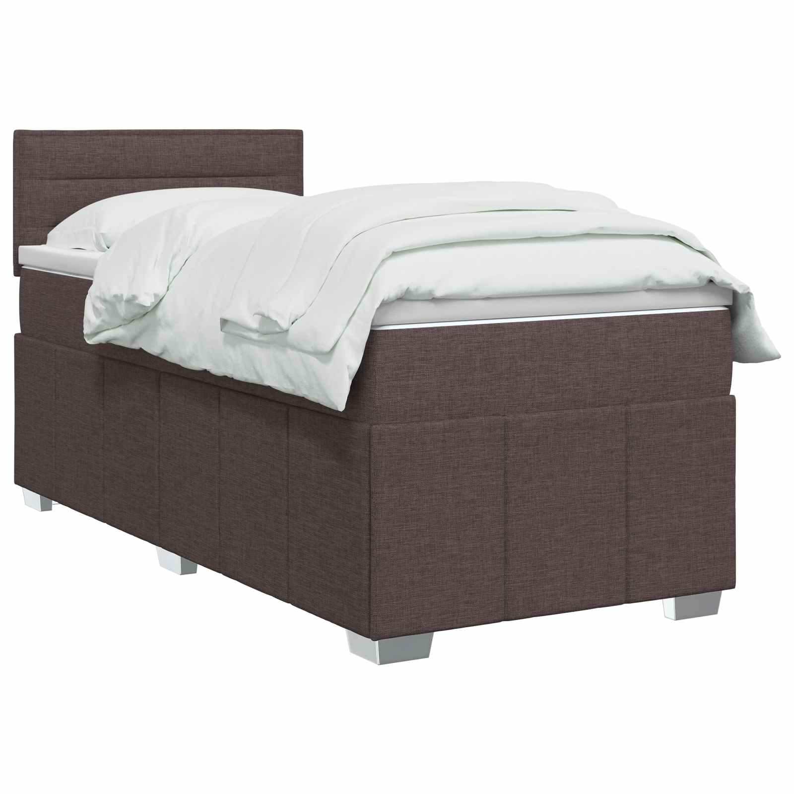 Κρεβάτι box spring με στρώμα Σκούρο Καφέ 90 x 200 cm Ύφασμα - Pakobazaar