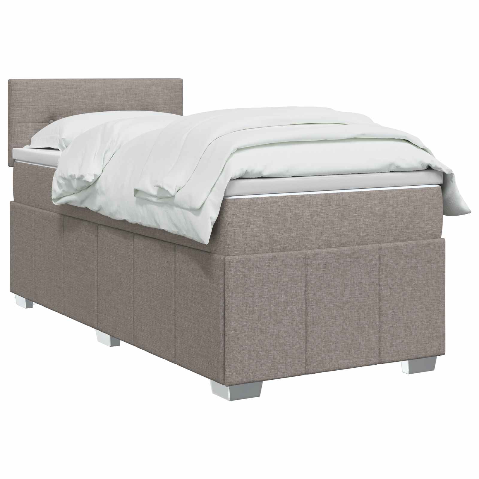 Κρεβάτι box spring με στρώμα Taupe 90 x 200 cm Ύφασμα - Pakobazaar