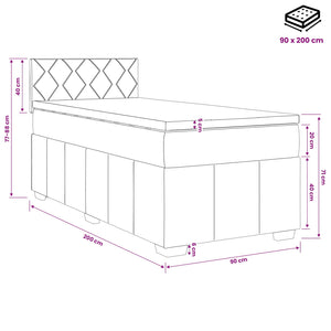 Κρεβάτι box spring με στρώμα Ανοιχτό γκρι 90 x 200 cm Ύφασμα - Pakobazaar