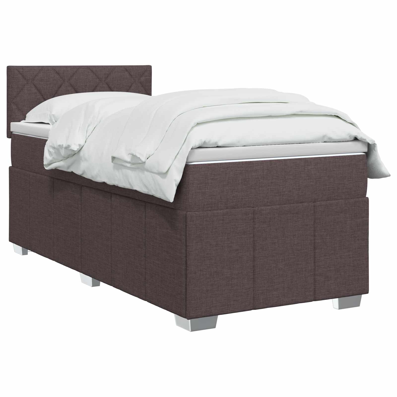 Κρεβάτι box spring με στρώμα Σκούρο Καφέ 90 x 200 cm Ύφασμα - Pakobazaar