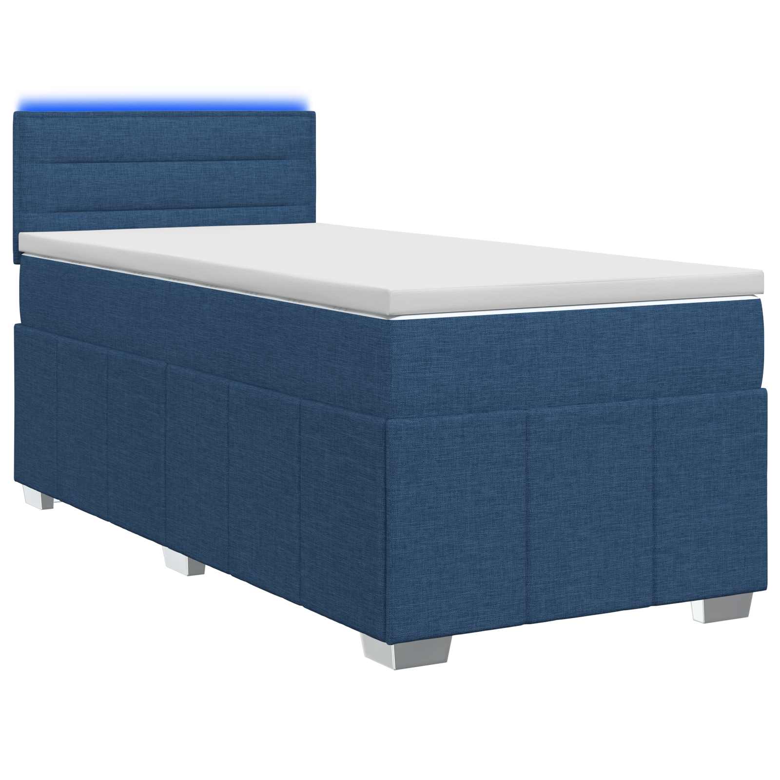 Κρεβάτι box spring με στρώμα Μπλε 100 x 200 cm Ύφασμα