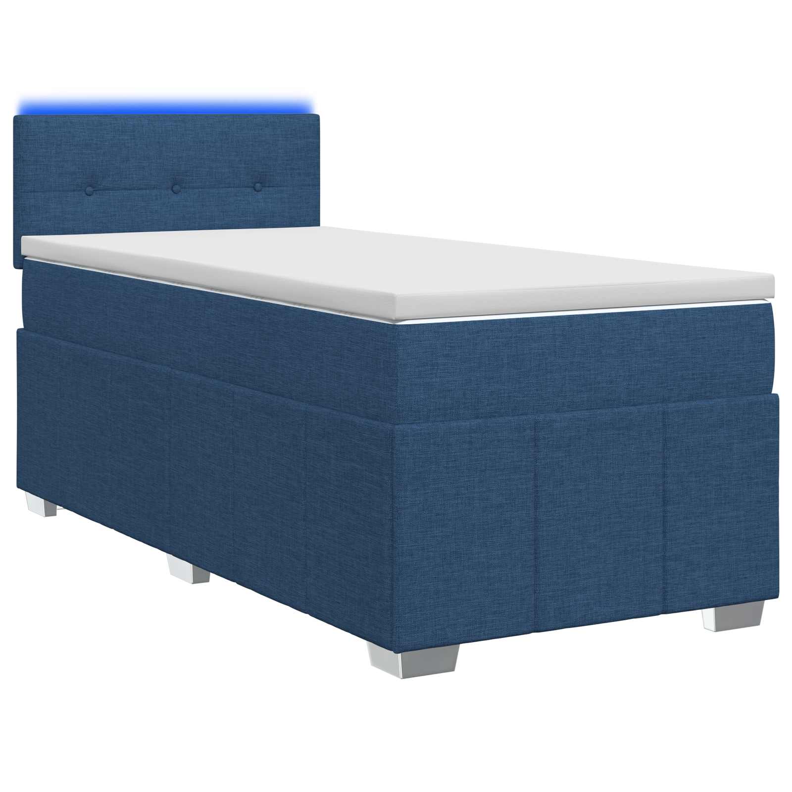 Κρεβάτι box spring με στρώμα Μπλε 100 x 200 cm Ύφασμα - Pakobazaar
