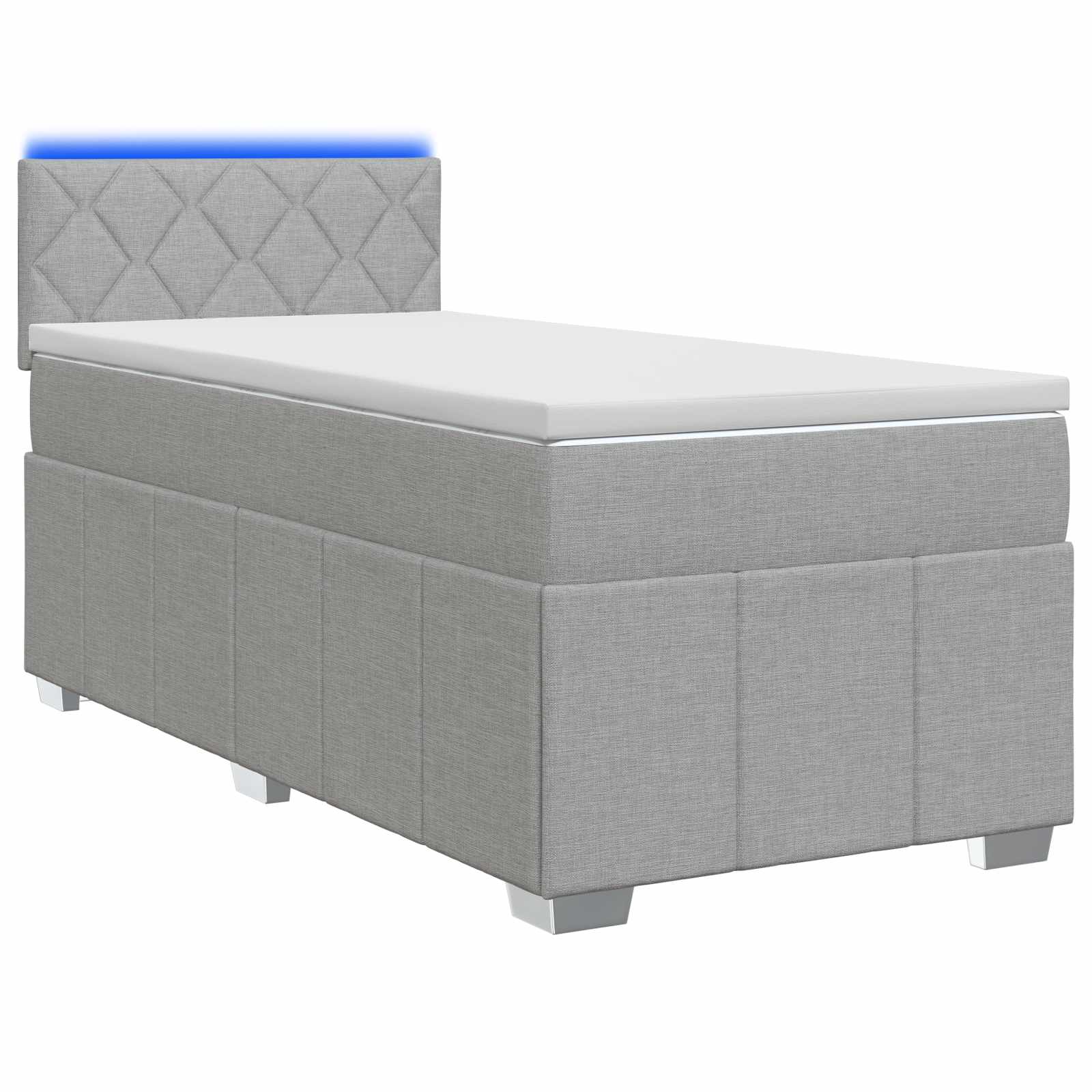 Κρεβάτι box spring με στρώμα Ανοιχτό γκρι 100 x 200 cm Ύφασμα