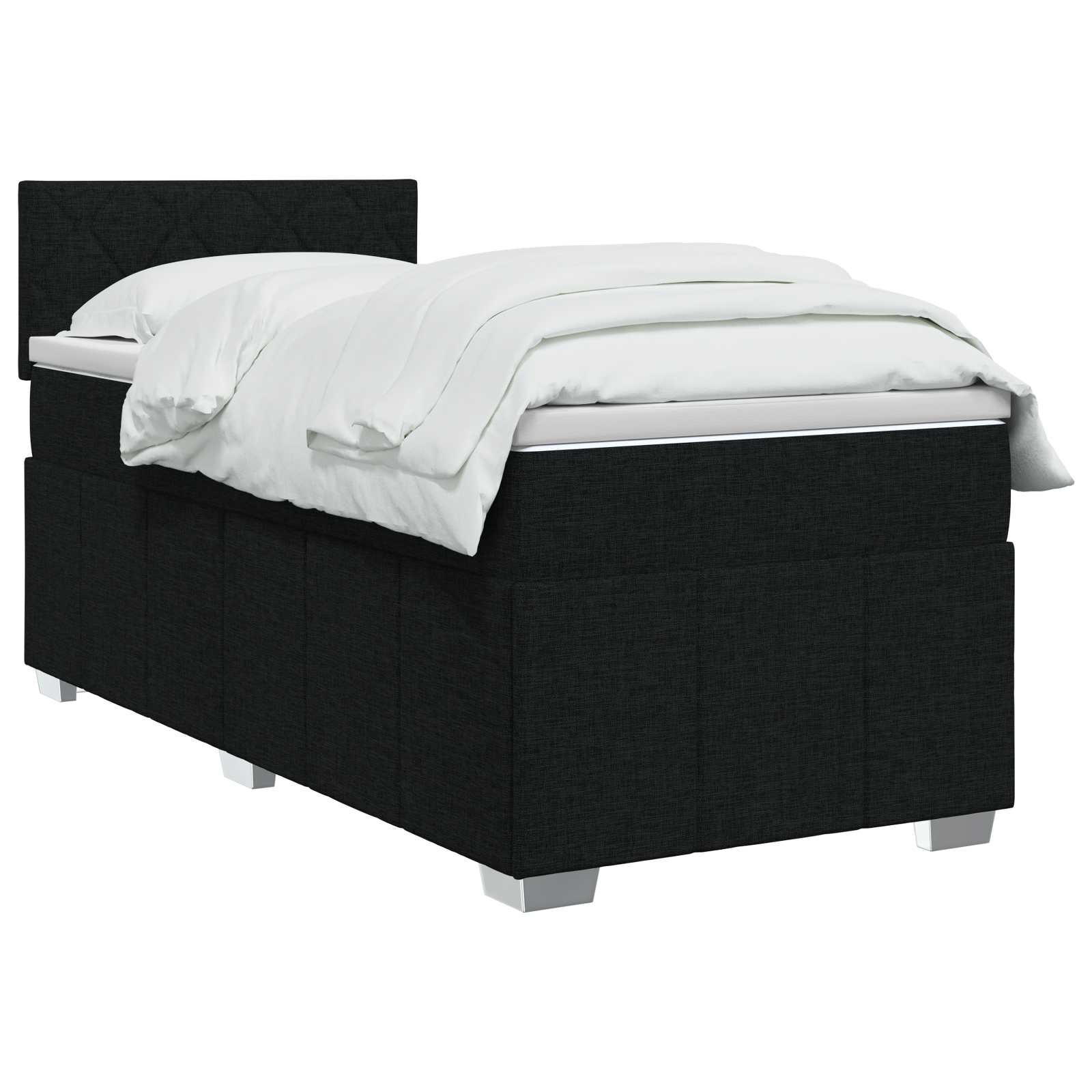 Κρεβάτι box spring με στρώμα Μαύρο 100 x 200 cm Ύφασμα - Pakobazaar