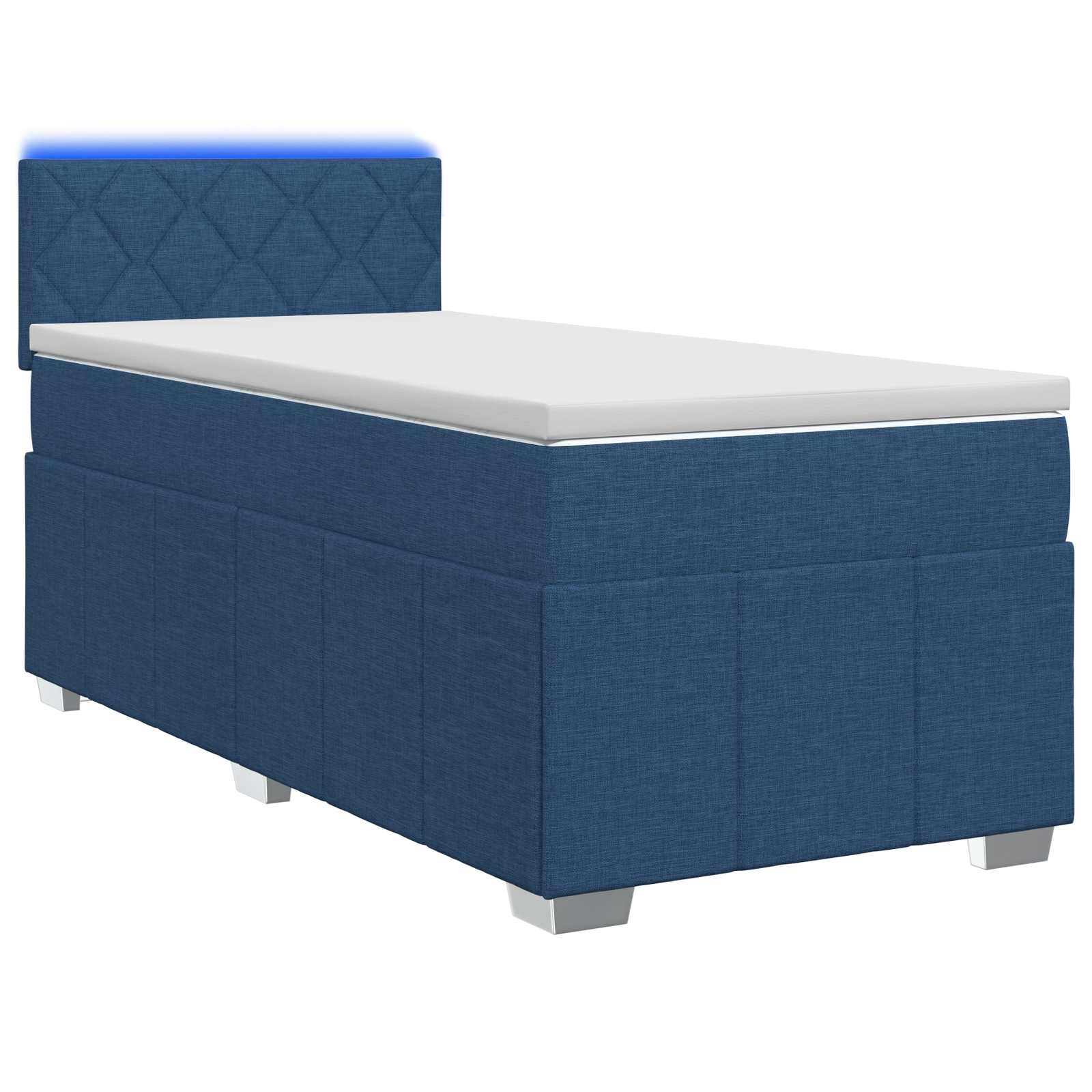 Κρεβάτι box spring με στρώμα Μπλε 100 x 200 cm Ύφασμα