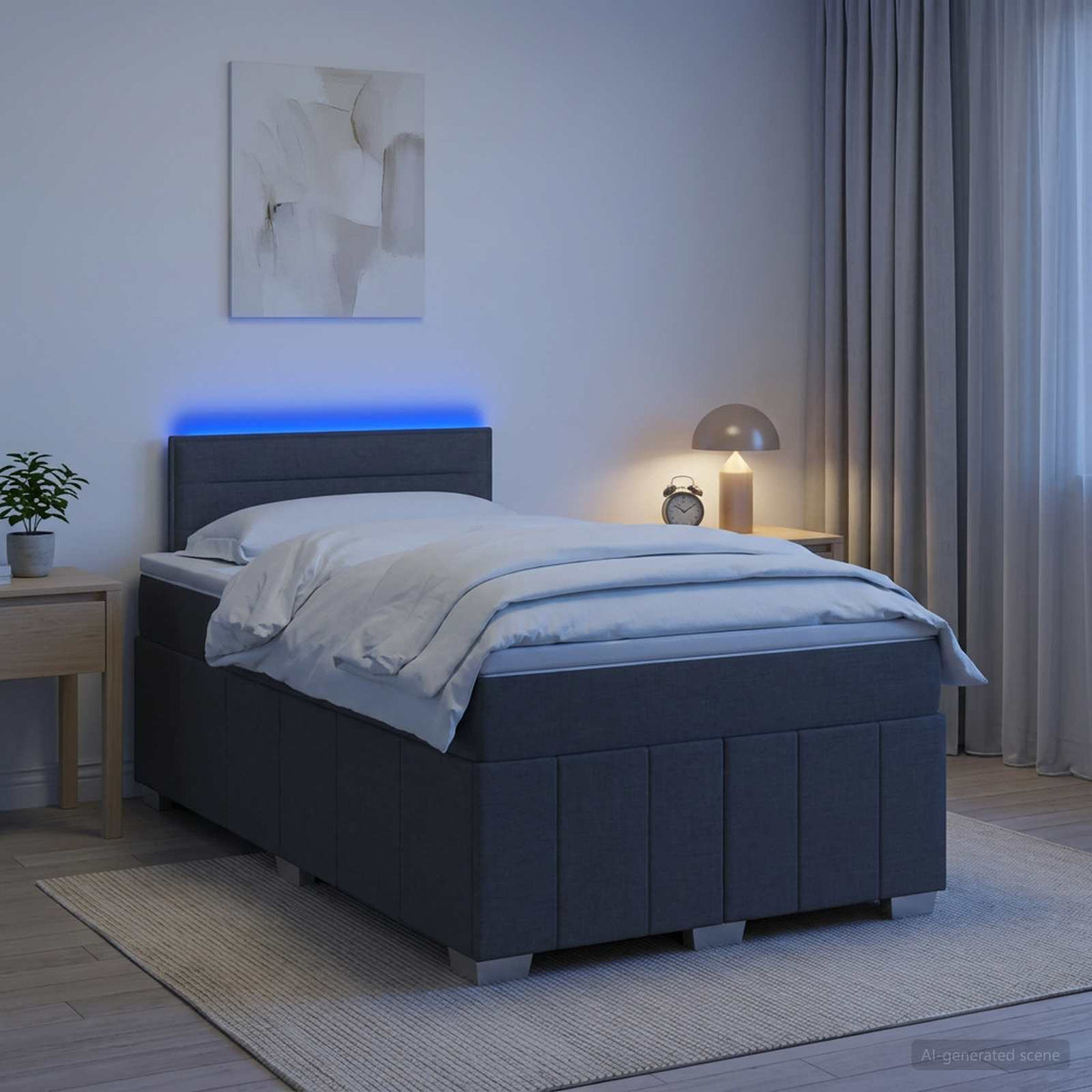 Κρεβάτι box spring με στρώμα Σκούρο Γκρι 120 x 200 cm Ύφασμα - Pakobazaar