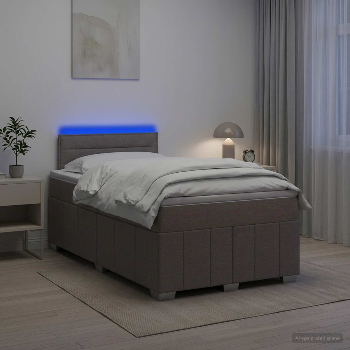 Κρεβάτι box spring με στρώμα Taupe 120 x 200 cm Ύφασμα