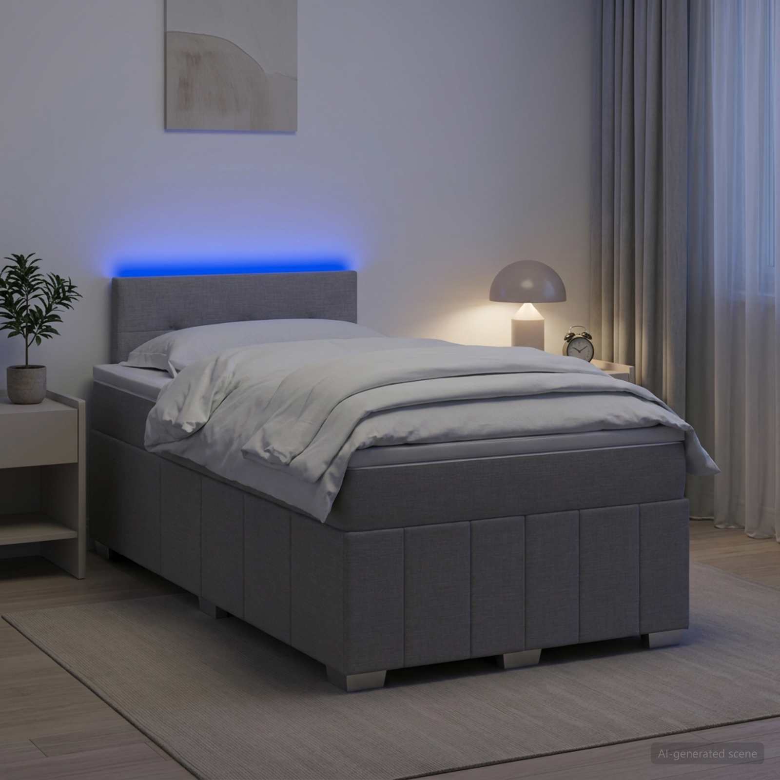 Κρεβάτι box spring με στρώμα Ανοιχτό γκρι 120 x 190 cm Ύφασμα - Pakobazaar