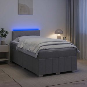 Κρεβάτι box spring με στρώμα Ανοιχτό γκρι 120 x 190 cm Ύφασμα - Pakobazaar