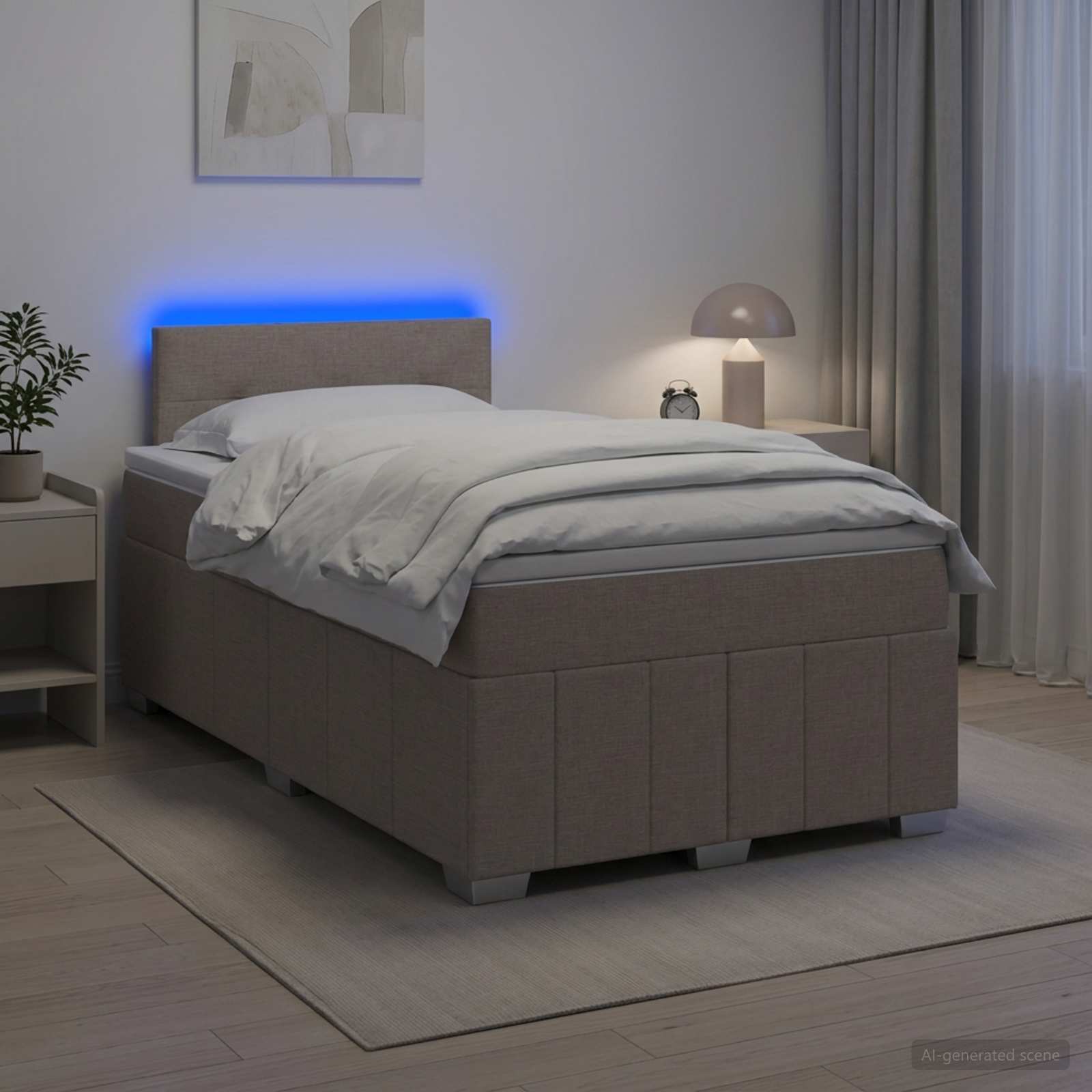 Κρεβάτι box spring με στρώμα Taupe 120 x 190 cm Ύφασμα