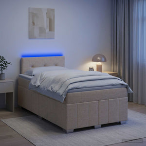 Κρεβάτι box spring με στρώμα Κρεμ 120 x 190 cm Ύφασμα