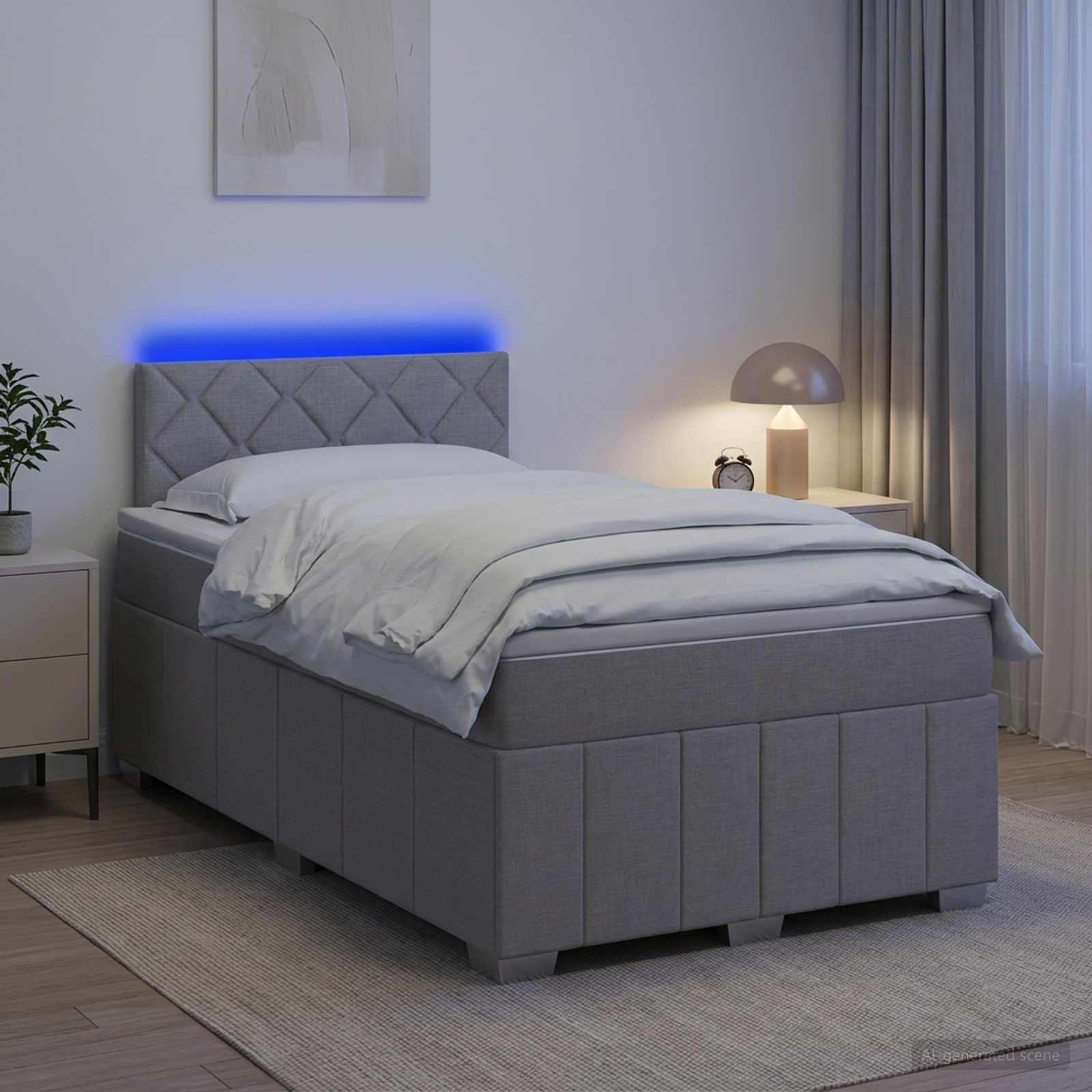 Κρεβάτι box spring με στρώμα Ανοιχτό γκρι 120 x 190 cm Ύφασμα