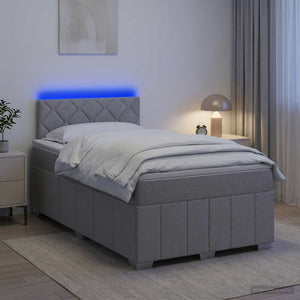 Κρεβάτι box spring με στρώμα Ανοιχτό γκρι 120 x 200 cm Ύφασμα