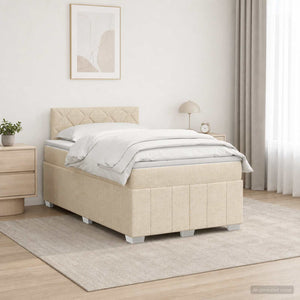 Κρεβάτι box spring με στρώμα Κρεμ 120 x 200 cm Ύφασμα