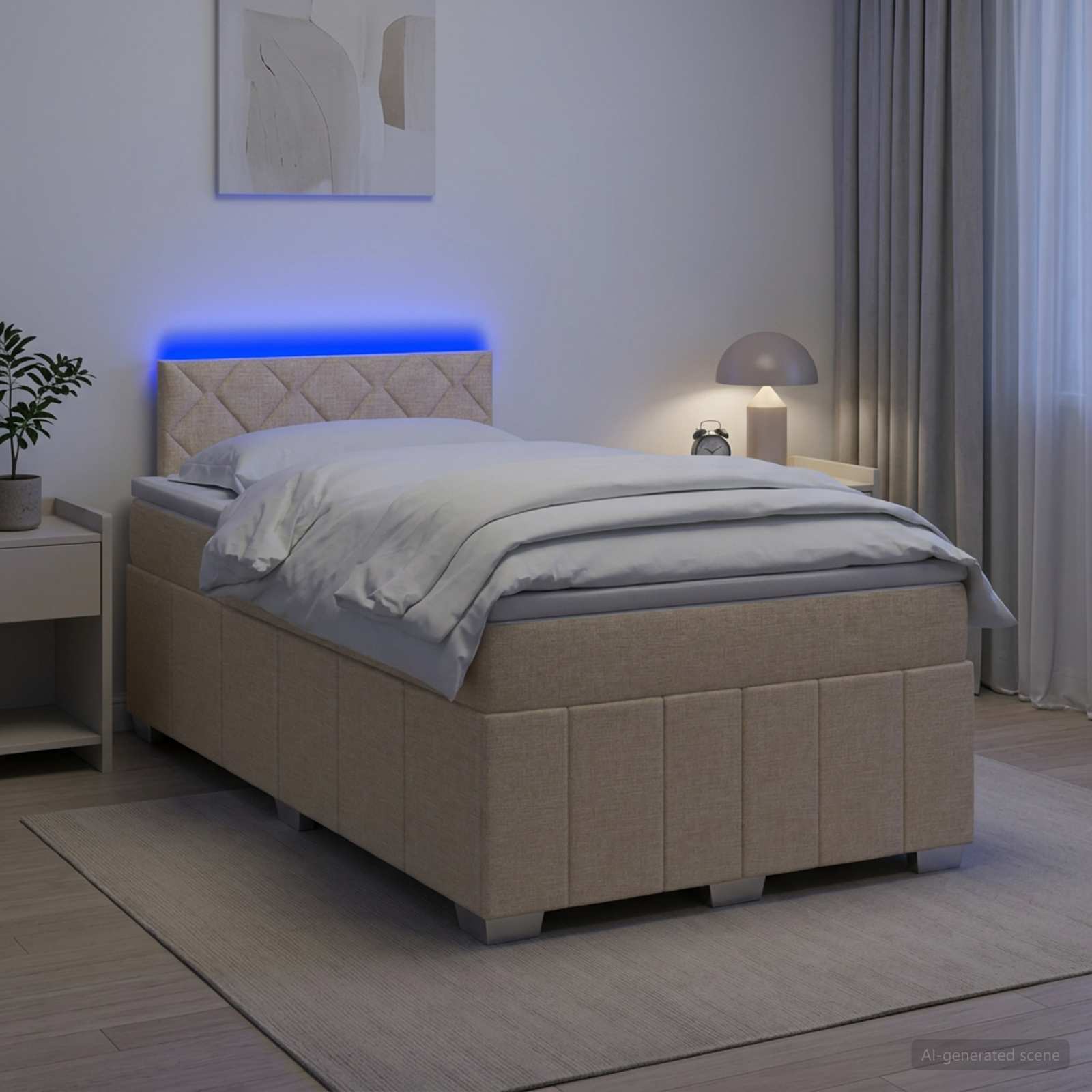 Κρεβάτι box spring με στρώμα Κρεμ 120 x 200 cm Ύφασμα