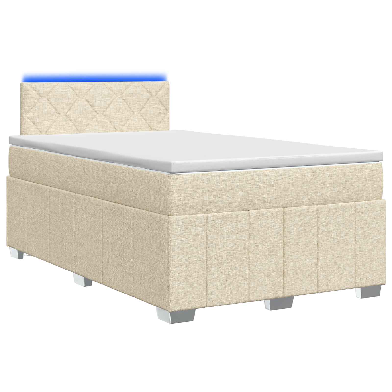Κρεβάτι box spring με στρώμα Κρεμ 120 x 200 cm Ύφασμα - Pakobazaar