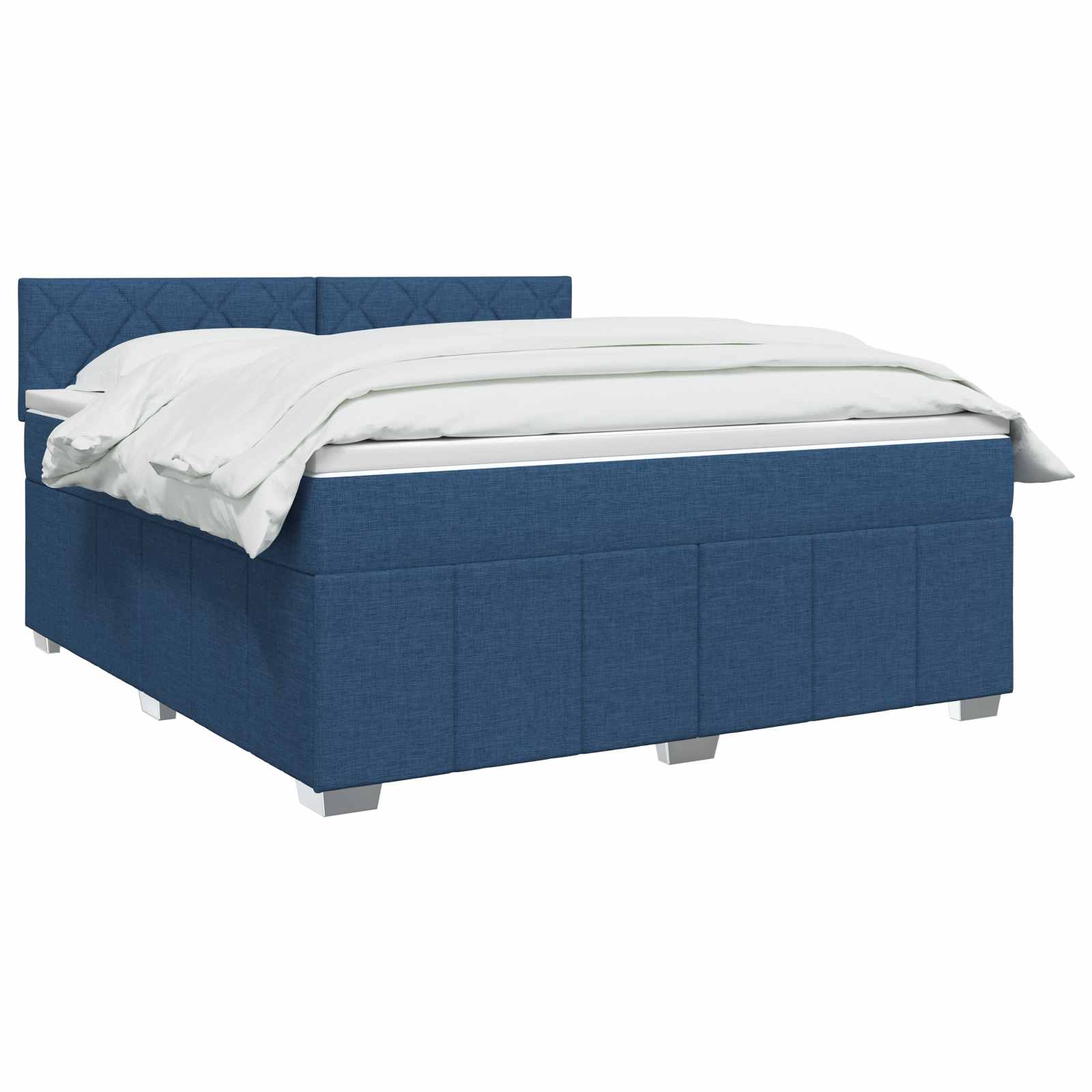 Κρεβάτι box spring με στρώμα Μπλε 140 x 190 cm Ύφασμα - Pakobazaar