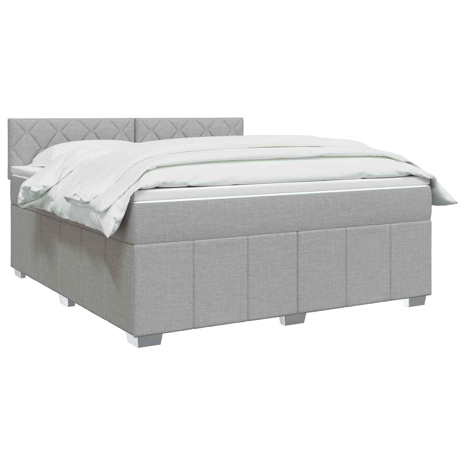 Κρεβάτι box spring με στρώμα Ανοιχτό γκρι 140 x 200 cm Ύφασμα - Pakobazaar