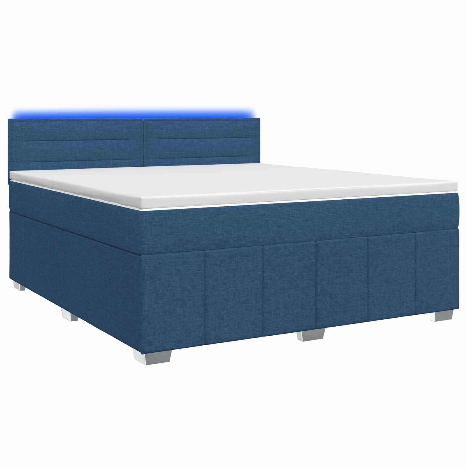 Κρεβάτι box spring με στρώμα Μπλε 160 x 200 cm Ύφασμα