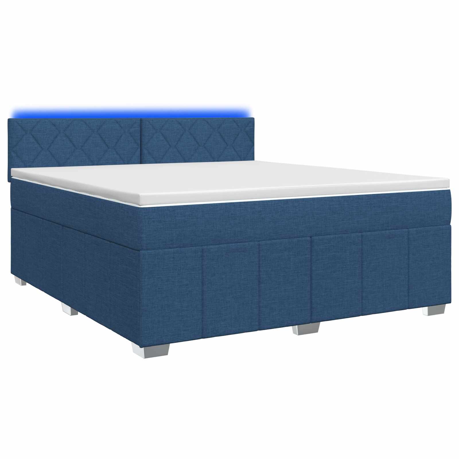 Κρεβάτι box spring με στρώμα Μπλε 160 x 200 cm Ύφασμα