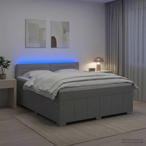 Κρεβάτι box spring με στρώμα Ανοιχτό γκρι 180 x 200 cm Ύφασμα