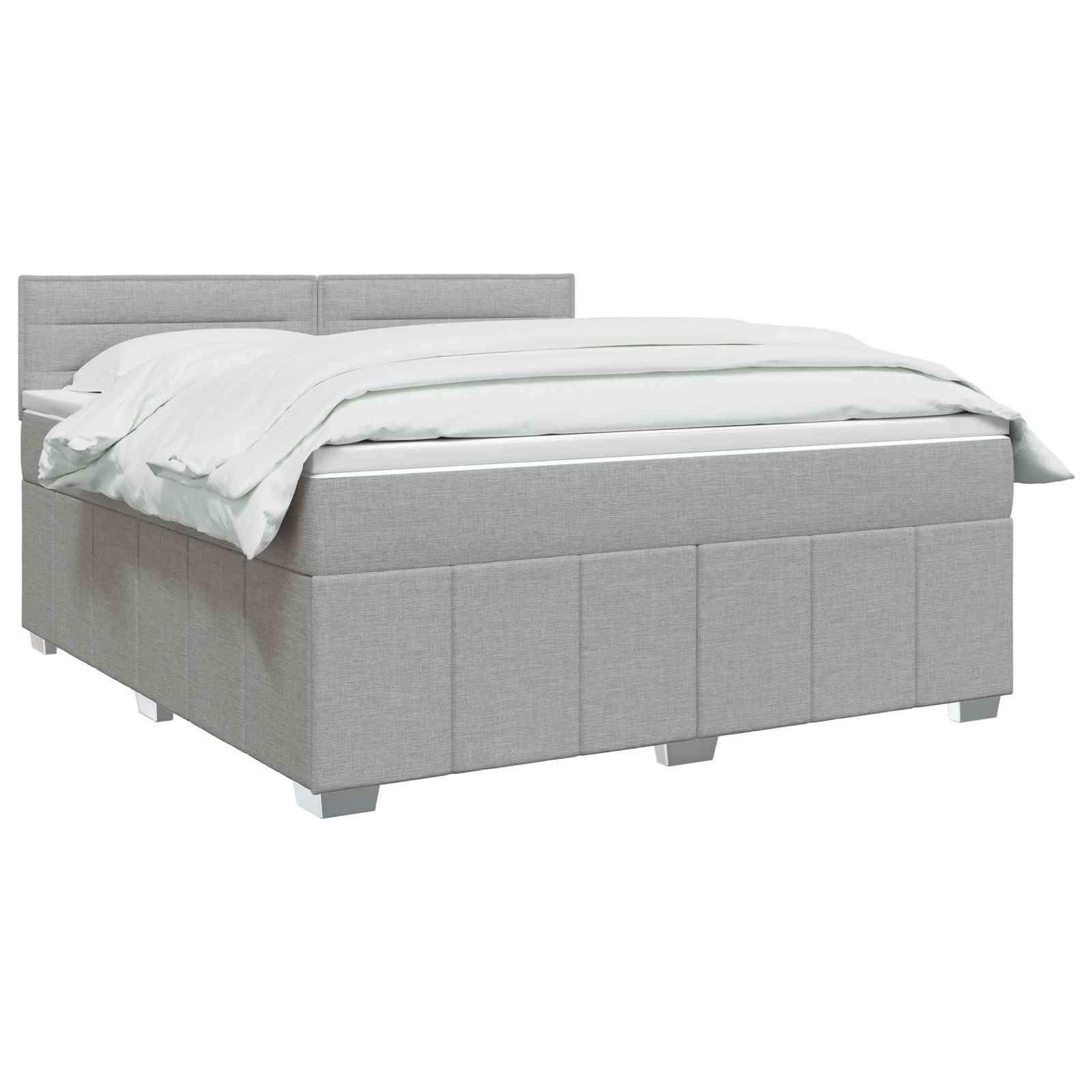 Κρεβάτι box spring με στρώμα Ανοιχτό γκρι 180 x 200 cm Ύφασμα - Pakobazaar
