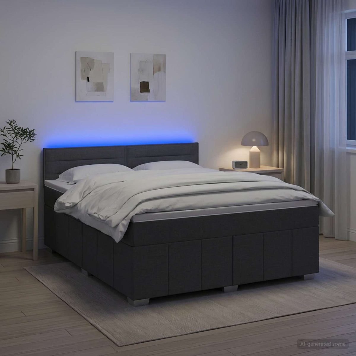 Κρεβάτι box spring με στρώμα Σκούρο Γκρι 180 x 200 cm Ύφασμα