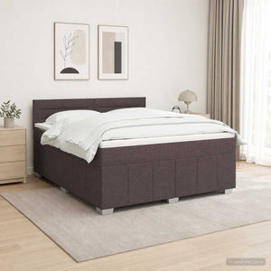 Κρεβάτι box spring με στρώμα Σκούρο Καφέ 160 x 200 cm Ύφασμα - Pakobazaar