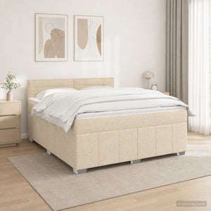 Κρεβάτι box spring με στρώμα Κρεμ 180 x 200 cm Ύφασμα - Pakobazaar