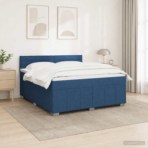 Κρεβάτι box spring με στρώμα Μπλε 140 x 190 cm Ύφασμα