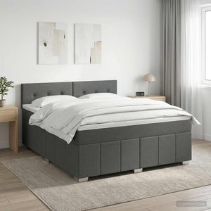 Κρεβάτι box spring με στρώμα Σκούρο Γκρι 180 x 200 cm Ύφασμα