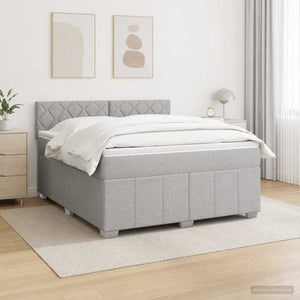 Κρεβάτι box spring με στρώμα Ανοιχτό γκρι 140 x 190 cm Ύφασμα - Pakobazaar